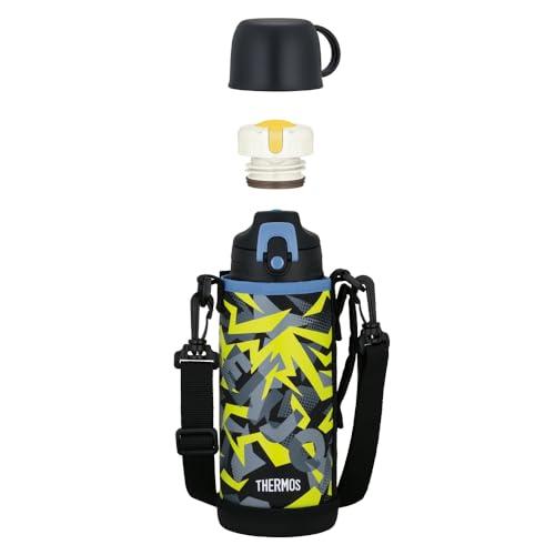 サーモス 水筒 真空断熱2ウェイボトル 0.8L/0.83L ブラックイエロー 直飲み コップ付き 子供用 通園通学 FJJ-802WF BKY | 