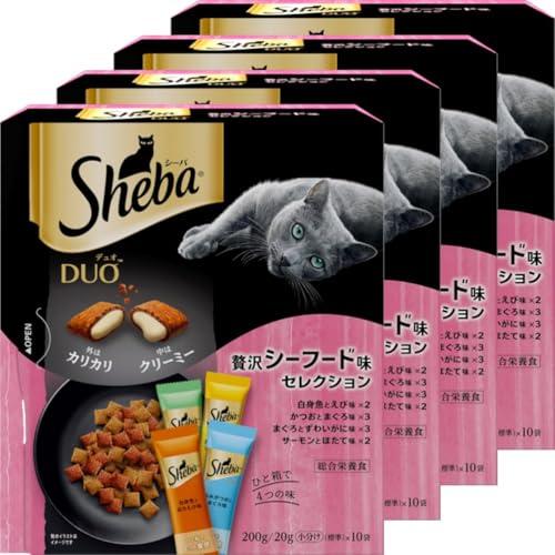 シーバ デュオ 成猫用 贅沢シーフード味セレクション 200g20g×10袋×4箱 ドライフード おやつ カリカリ 総合栄養食 キャットフード | 