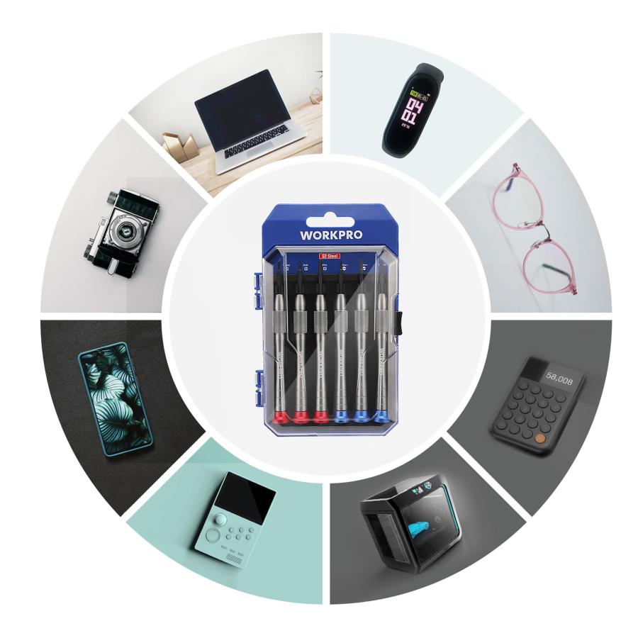WORKPRO 精密ドライバーセット 6本組 特殊ドライバー 時計用ドライバー 磁気ドライバー プラス マイナス ベルト 時計 メガネ スマホ |  | 07