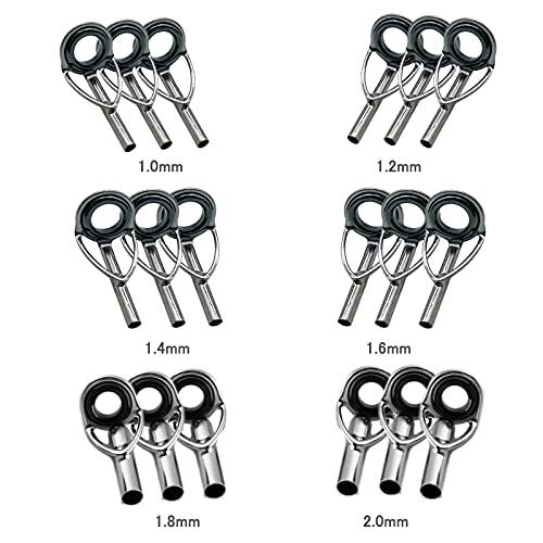 トップガイド ロッドガイド 18個セット ステンレス 釣り竿穂先 交換 修理キット 内径1.0mm〜2.0mm |  | 01