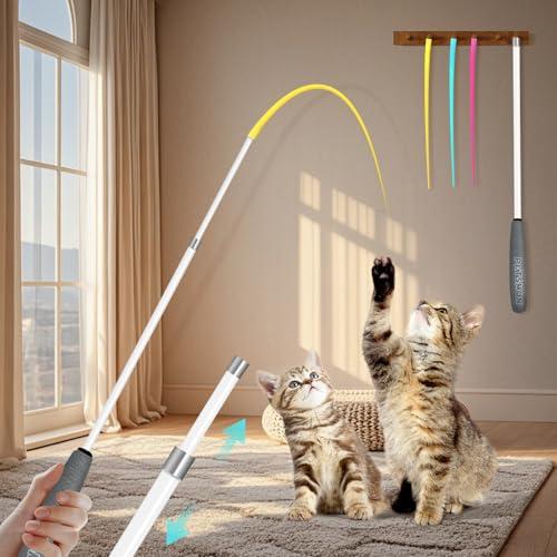 猫じゃらし 人気 猫 おもちゃ ネズミのしっぽ 伸縮できる釣り竿 超軽量 頑丈 安全シリコン 猫のお好みじゃらし 運動不足とストレス解消 室内ゲ | 