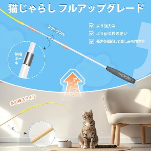 猫じゃらし 人気 猫 おもちゃ ネズミのしっぽ 伸縮できる釣り竿 超軽量 頑丈 安全シリコン 猫のお好みじゃらし 運動不足とストレス解消 室内ゲ |  | 01