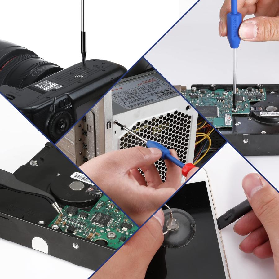 WORKPRO 精密ドライバーセット トルクスドライバー 時計用ドライバー マグネタイザー付き 回転キャップ 12点組 ピンセット ケースオープ |  | 06