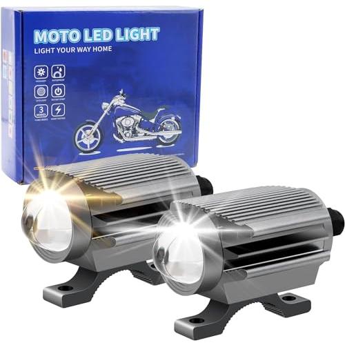 X-STYLE 20W バイクフォグランプ LED 補助灯 2色 4モード 白+黄色 ストロボ 12V 24V 高輝度 防水 長寿命 耐衝撃 ト | 