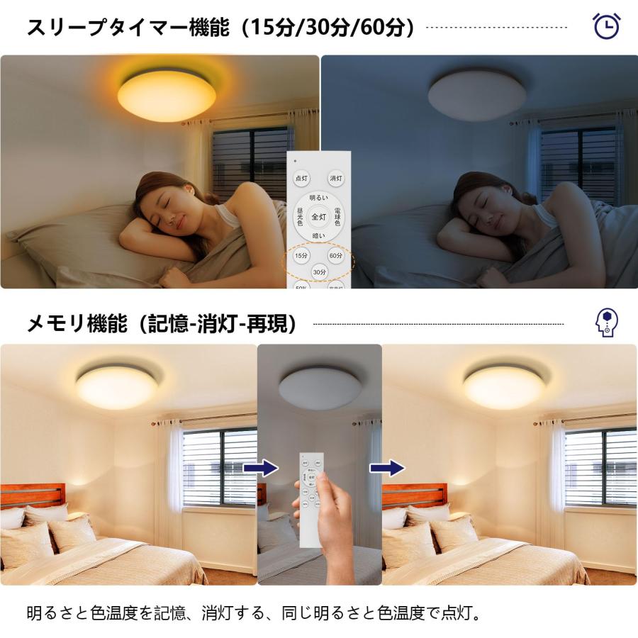 LED シーリングライト 30W 6畳 電球色 昼光色 昼白色 しーりんぐらいと 6畳 明るさメモリ機能 るすばん機能 豆電球常夜灯付き |  | 05