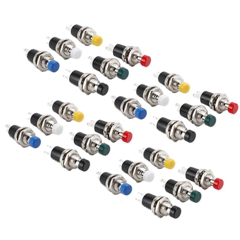 瞬間押しボタンスイッチ 6色24個セット 押しボタンスイッチ ミ二プッシュボタンスイッチ 耐寒 耐熱 敏感な反応 簡単操作 2ピン セルフリセッ | 
