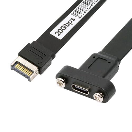 【互換品】 NFHK USB 3.2 20ピン Type-E IDC フロントパネルヘッダーからUSB-C Type-Cメス延長ケーブル 20Gbps | 