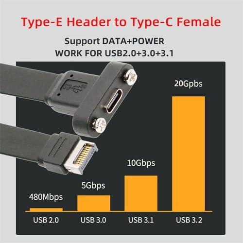 【互換品】 NFHK USB 3.2 20ピン Type-E IDC フロントパネルヘッダーからUSB-C Type-Cメス延長ケーブル 20Gbps |  | 03