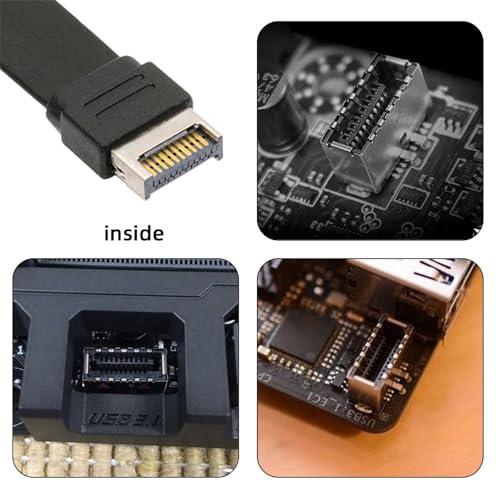 【互換品】 NFHK USB 3.2 20ピン Type-E IDC フロントパネルヘッダーからUSB-C Type-Cメス延長ケーブル 20Gbps |  | 05