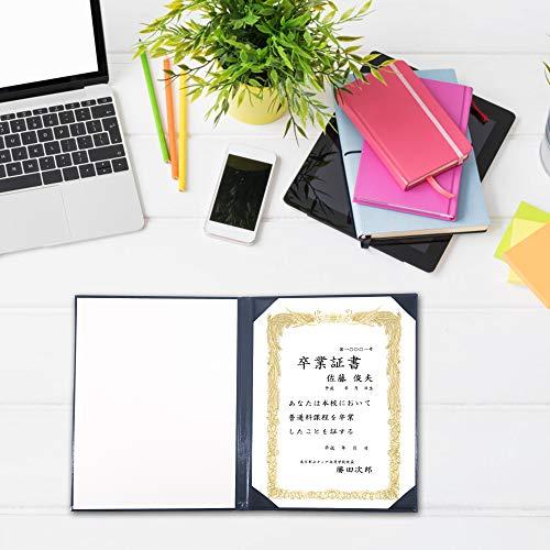 GraduationMall 感謝状 卒業証書・賞状ファイル 二つ折り 紙 A4判 紺 |  | 05