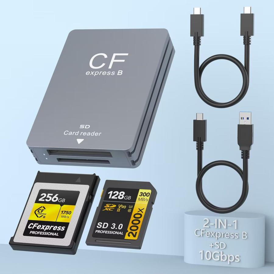 2023新設計CFexpress Type B/SD カードリーダー USB3.2 ダブルスロット