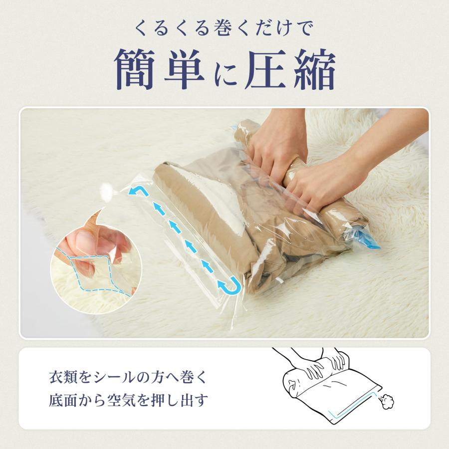 WANALIT 圧縮袋 旅行 衣類圧縮袋 10枚入 くるくる手巻きだけ 出張