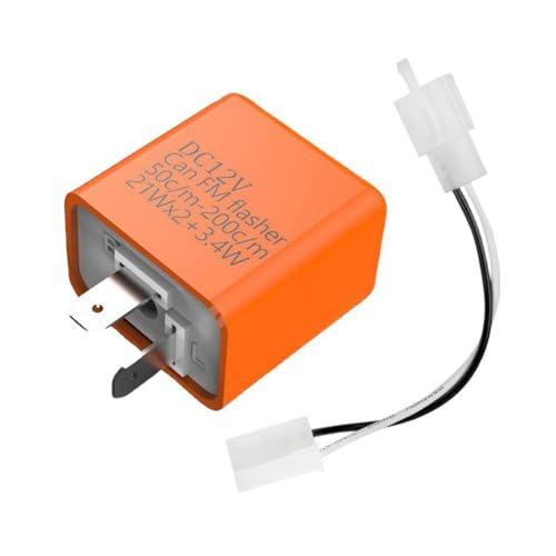 YIXINLYMY バイク ウインカーリレー ウインカーリレー 2ピン 12V フリッカー速度調整 リレーとハーネス1セット オレンジ | 