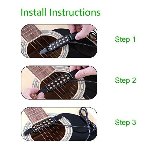Luvay ギター ピックアップ アコースティックギター適用 エレクトリック転換、ケーブル長さ3ｍ 金色 |  | 05