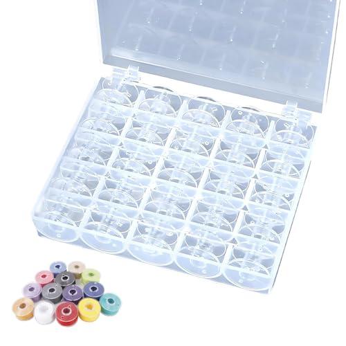 LYHMHAMY 透明ミシンボビン プラスチック製ボビン 50個セット 収納ボックス2個付き 繰り返し使える ミシンアクセサリー ハンドメイド材 | 