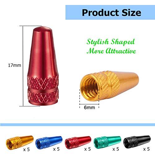 25個 自転車 仏式 バルブキャップ マルチカラー 陽極酸化アルミニウム合金 サイクリングタイヤキャップ、フレンチスタイル ダストカバー タイヤ |  | 02