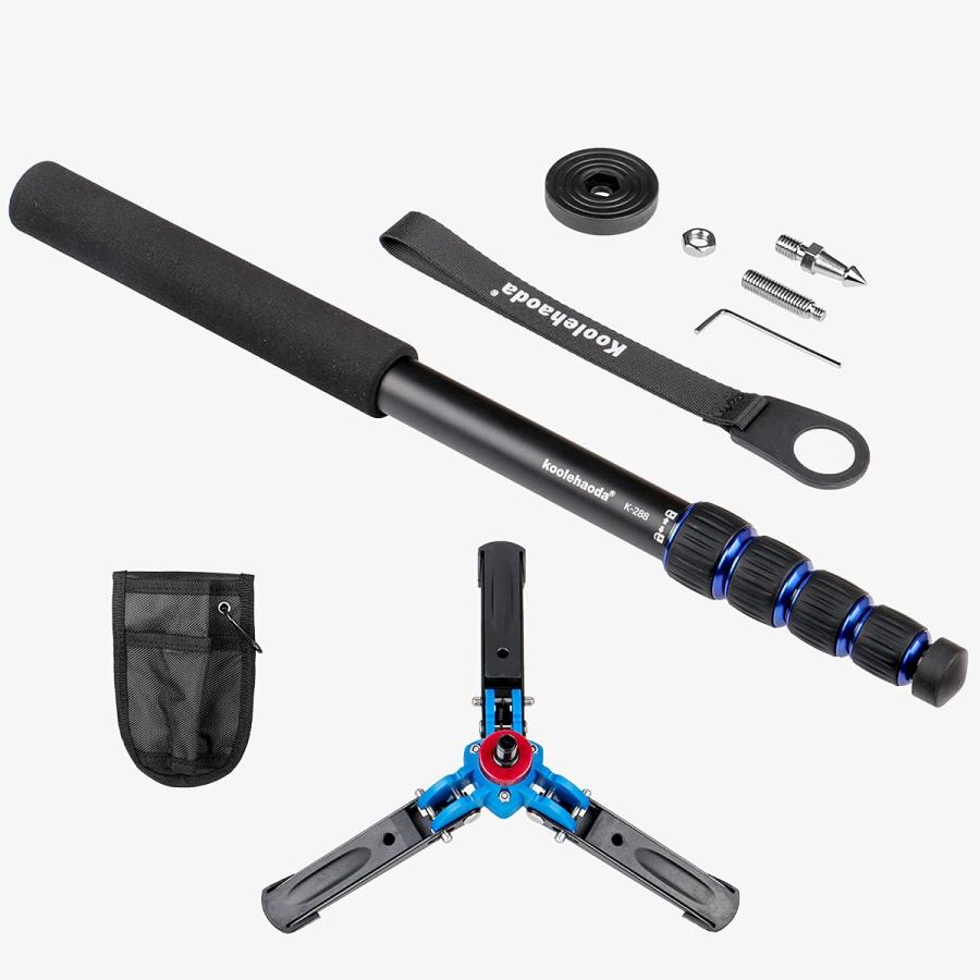 koolehaoda カメラ用一脚+取り外し可能なA1三脚サポートベース、5段伸縮、高さ50cm-168cm、脚径25mm、最大耐荷重5kg |  | 02
