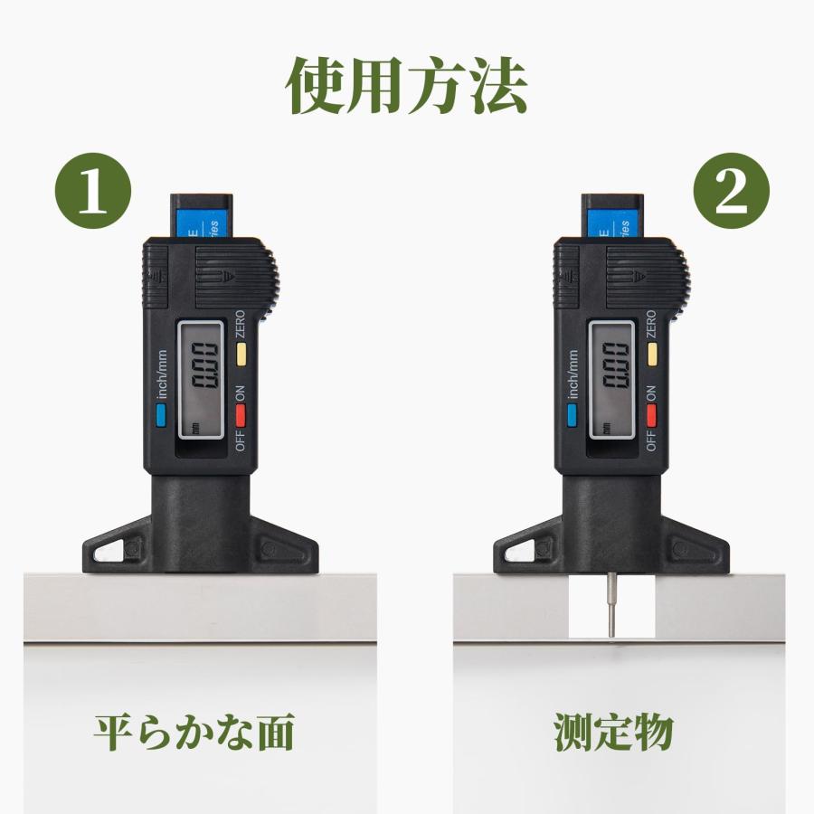SCITOOLS タイヤ溝 デプスゲージ デジタル 0-25mm 予備電池付 大文字液晶画面で老眼でも見やすい オートパワーオフ機能付き コンパ |  | 03