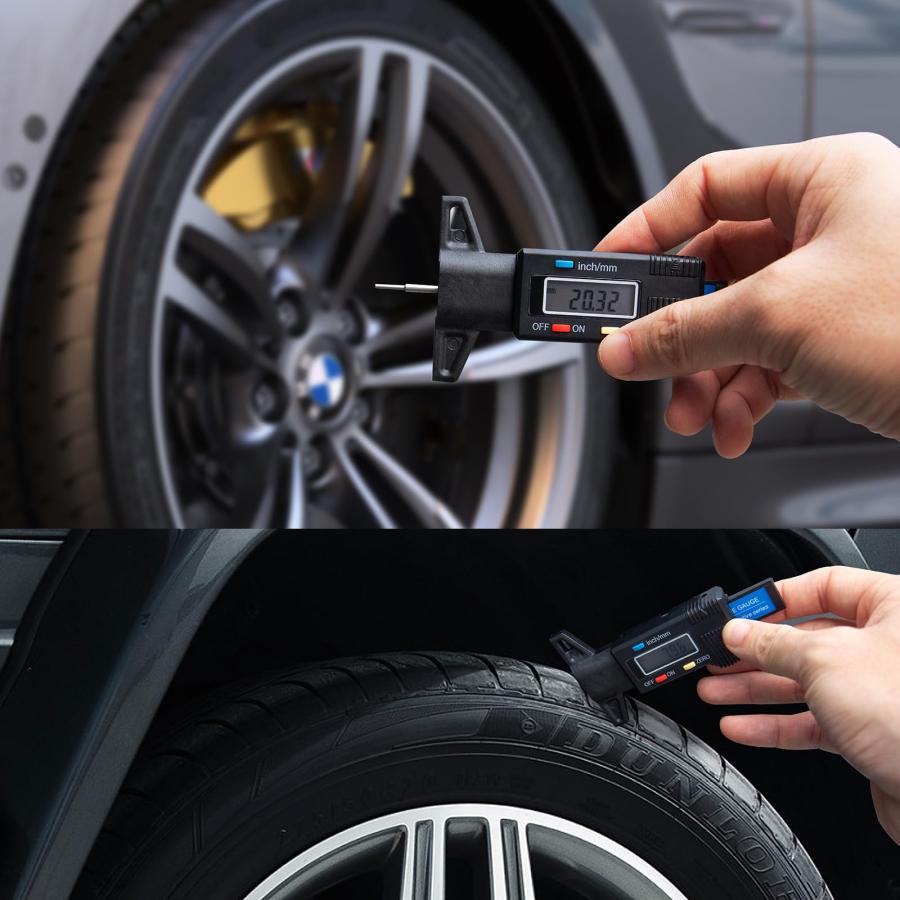 SCITOOLS タイヤ溝 デプスゲージ デジタル 0-25mm 予備電池付 大文字液晶画面で老眼でも見やすい オートパワーオフ機能付き コンパ |  | 06