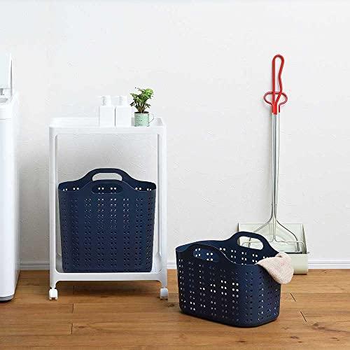 サンカ サンバッサ やわらか素材のソフトバスケット スリムなかたちですっきり収納 L ディープブルー ドット穴が小さく衣類が傷つきにくい 軽量 |  | 01