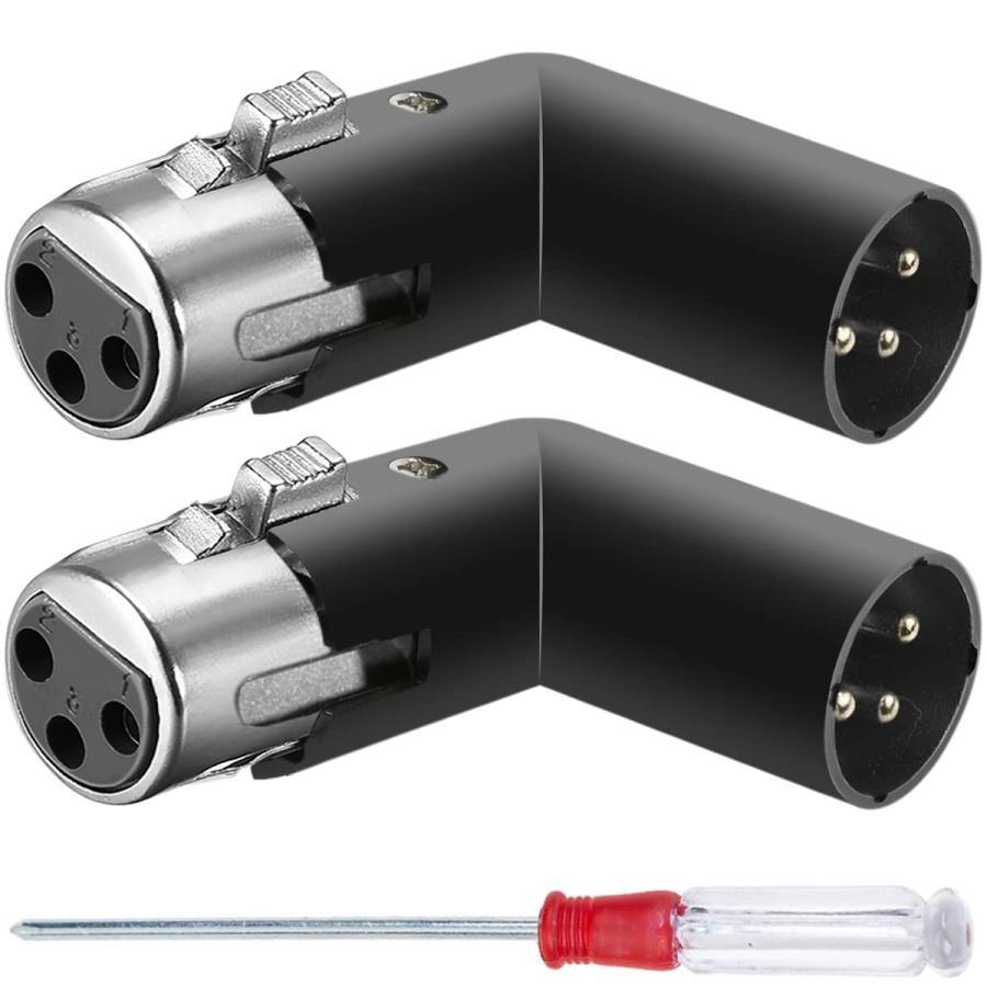 Xiatiaosann XLR アングル アダプター 3ピン デュアル オス メス