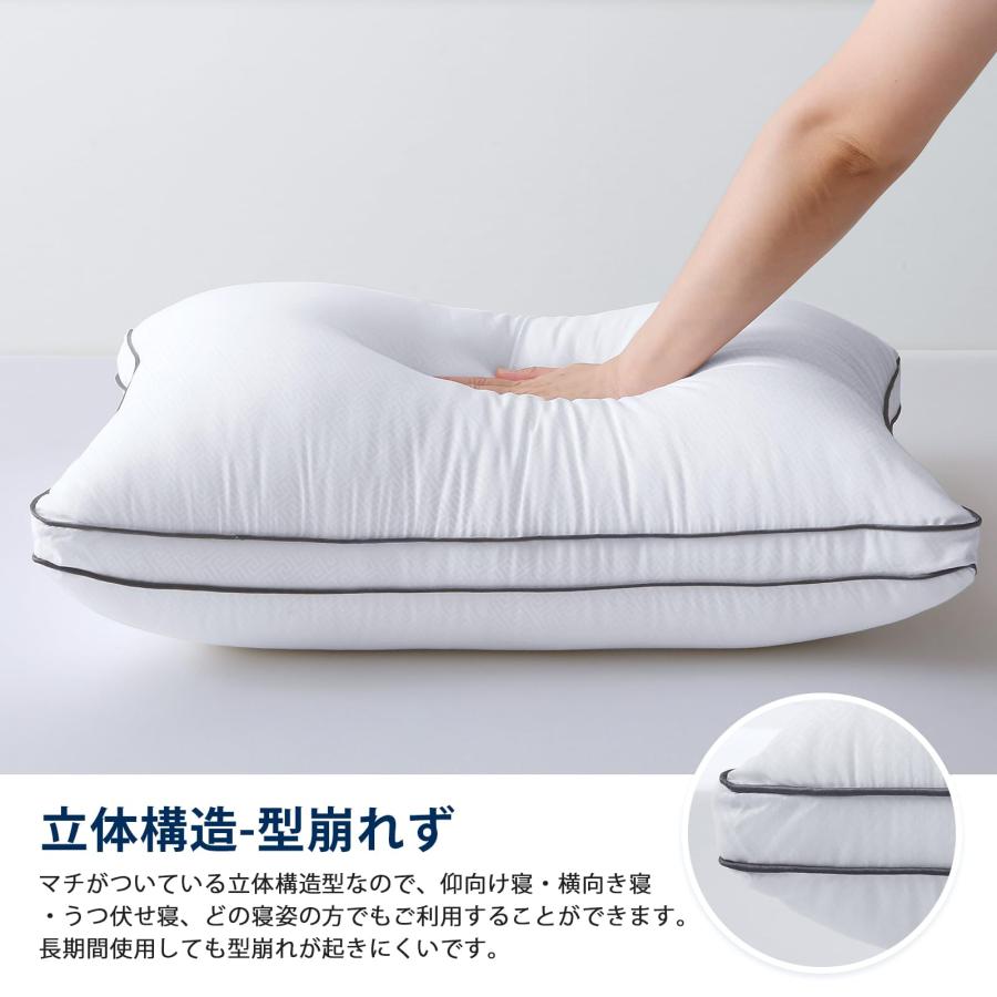 HEVUMYI 枕 まくら 首が痛くならない安眠枕 高反発枕 高級ホテル仕様 横向き対応 肩こり解消 丸洗い可能 立体構造 通気性よい 仰向き |  | 02