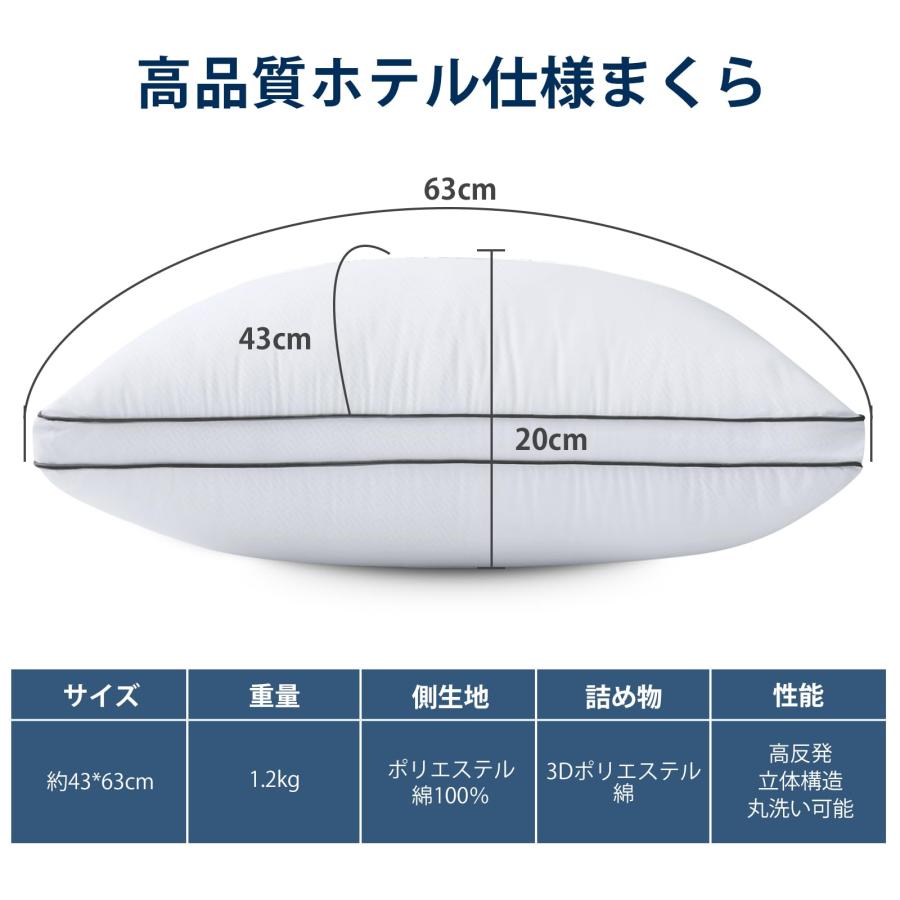 HEVUMYI 枕 まくら 首が痛くならない安眠枕 高反発枕 高級ホテル仕様 横向き対応 肩こり解消 丸洗い可能 立体構造 通気性よい 仰向き |  | 04