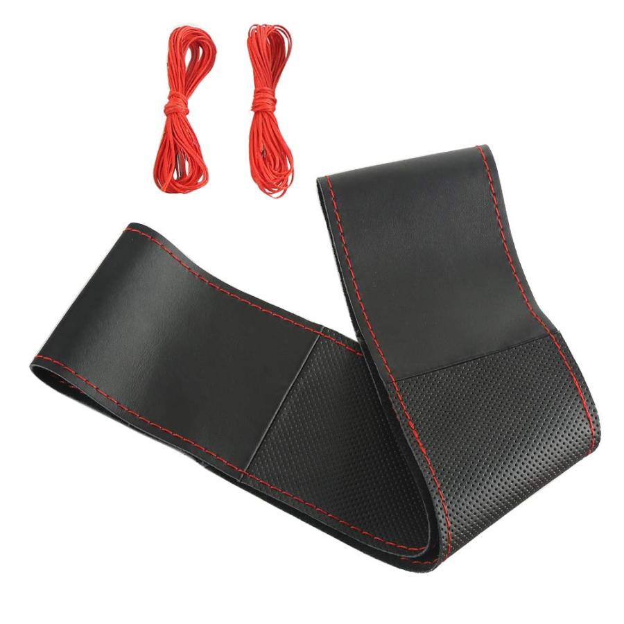 ZATOOTO ハンドルカバー 編み込み式 本革 Ｓサイズ ステアリングカバー 通気性よし 手縫い 滑りにくい 持ちやすい 手触りよし レッド | 