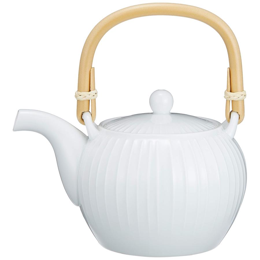 白山陶器 土瓶 白 (約)φ12×11cm 650ml 白磁立筋 HAKUJITATESUJI 波佐見焼 日本製 | 白山陶器