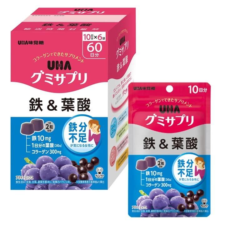 UHA味覚糖 グミサプリ 鉄&葉酸 60日分(10日分×6箱) 【EC限定】 | UHA味覚糖
