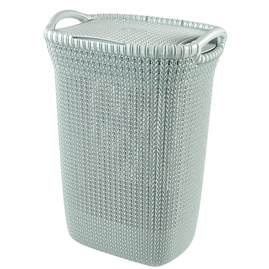CURVER(カーバー) ふた付きバスケット ブルー 57L Knit ニット収納 バスケット ランドリー ランドリーバスケット カゴ 洗濯