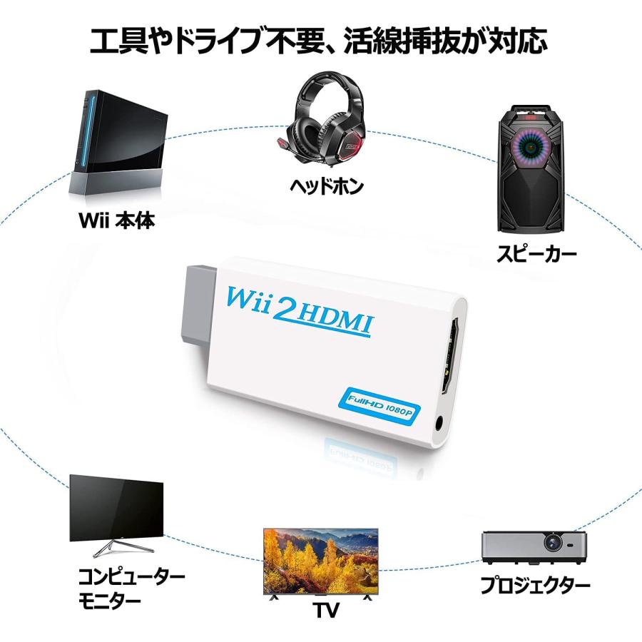 Runbod Wii HDMI変換アダプター Wii to HDMI 変換コンバーター 1080p Nintendo Wii/HD/HDTVに対応｜soma-net｜03