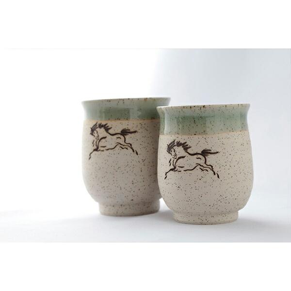 爆買WEEK限定価格】 大堀相馬焼 松永窯 木箱入り 夫婦砂鉄湯呑み ペア