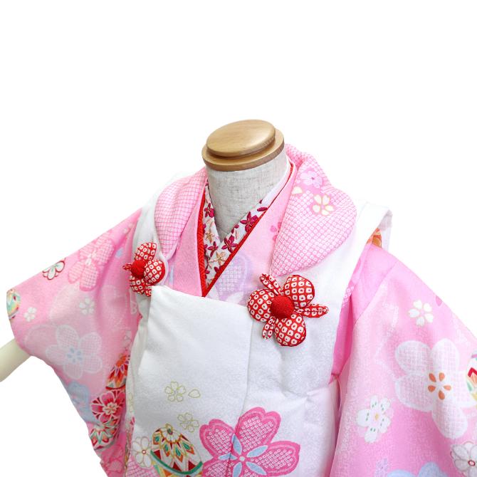 3歳 女の子 被布セット ピンク 草履付き 着物・襦袢・被布 6点