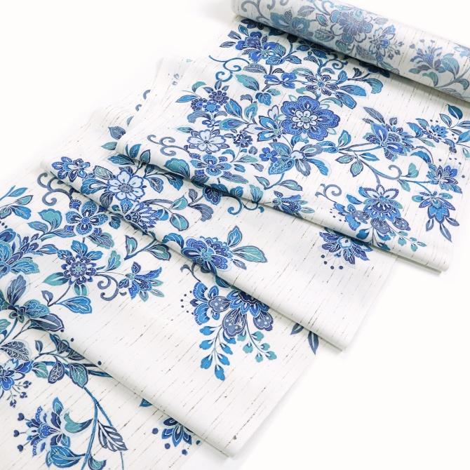 白生地 金通し 紋意匠 孔雀の羽 着尺 正絹 反物