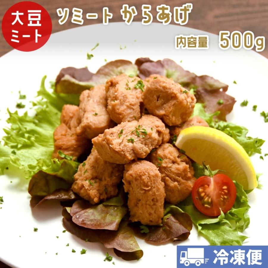 ソミート 大豆ミート からあげ しょうゆ味 500g 【クール冷凍便】 ヴィーガン ダイエット 動物性原材料不使用 高たんぱく質 染野屋｜somenoya