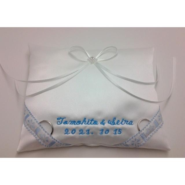 リングピロー 刺繍 完成品 ウェディングキャット付き 名前 日付刺繍入り　（黒猫×白猫） |  | 01