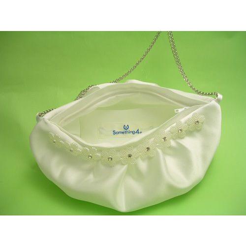 結婚式 バッグ ドレスポーチＮｅｗ　花ブレード付き　完成品　白無地ハンカチ ティュシュ付き |  | 01