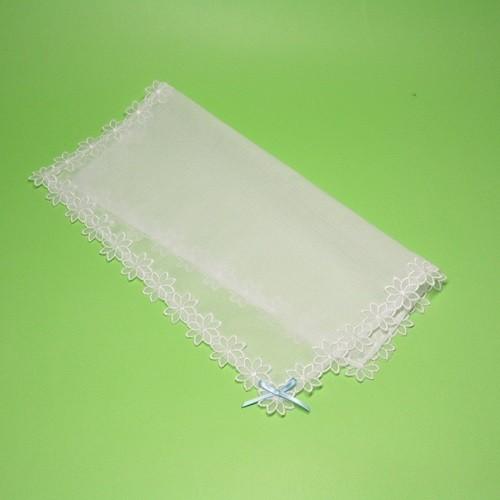 ウェディング ブライダル 結婚式 ハンカチ 白 綿 100% 花型レース ブルーリボン付き |  | 01