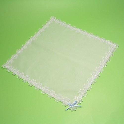 ウェディング ブライダル 結婚式 ハンカチ 白 綿 100% 花型レース ブルーリボン付き |  | 02