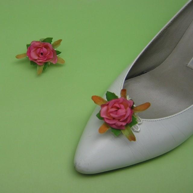 ウェディング シューズコサージュ　造花付き1組 | 