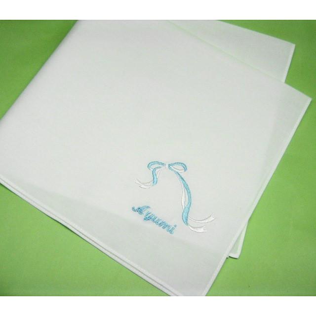 花嫁ハンカチ ブルーリボン 、名前刺繍入り ハンカチ１枚 |  | 01