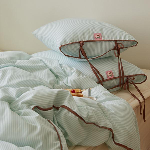 布団カバー 布団カバーセット 韓国 ストライプ リボン ダブル