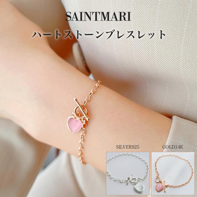 ブレスレット ハート レディース ストーン ピンク ホワイト 海 夏