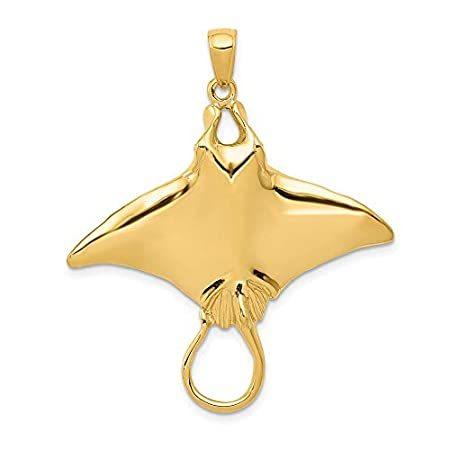 【特別訳あり特価】 14k Yellow Jewelry［並輸51］ Fine Life Sea Fish Necklace Charm Pendant Ray Manta Gold ネックレス、ペンダント