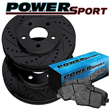 [FRONT]PowerSport Black Drilled Slotted Rotors and Ceramic Pads BBCF.65074.［並輸51］ シンタードパッド
