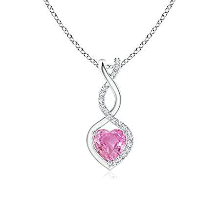 【ふるさと割】 Necklace Pendant Heart Infinity Sapphire Pink with ［並輸51］ (5mm Silver in Diamonds ネックレス、ペンダント