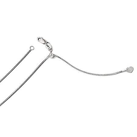 早い者勝ち Chain Box Link .9mm Adjustable Gold White 14k Necklace Char［並輸51］ Pendant Inch 22 ネックレス、ペンダント