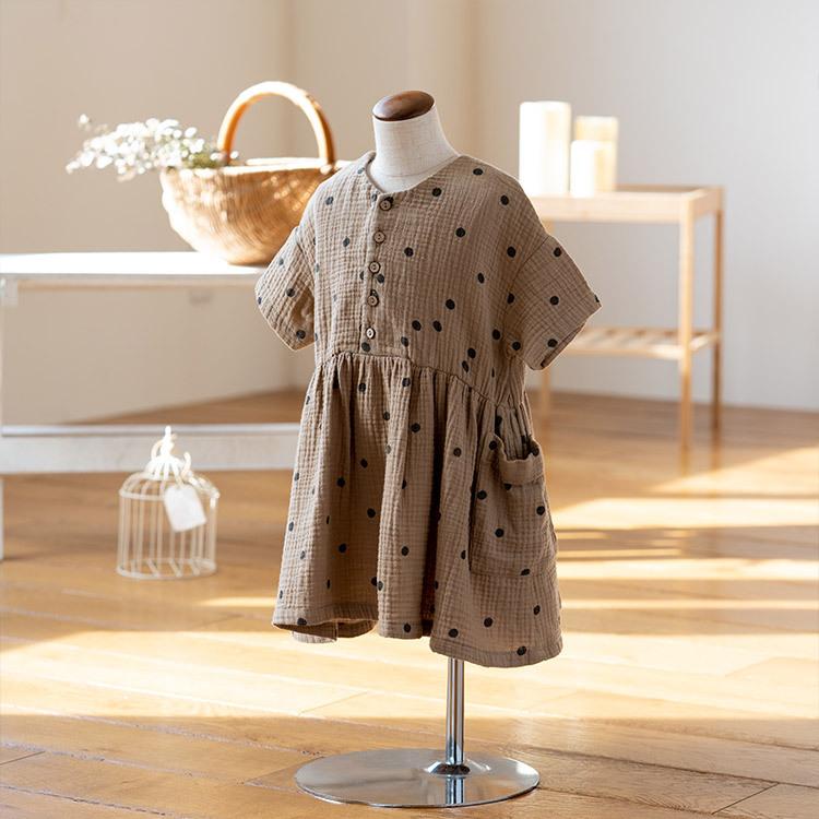 子供服 ドット柄ダブルガーゼワンピース ベビー服 キッズ服