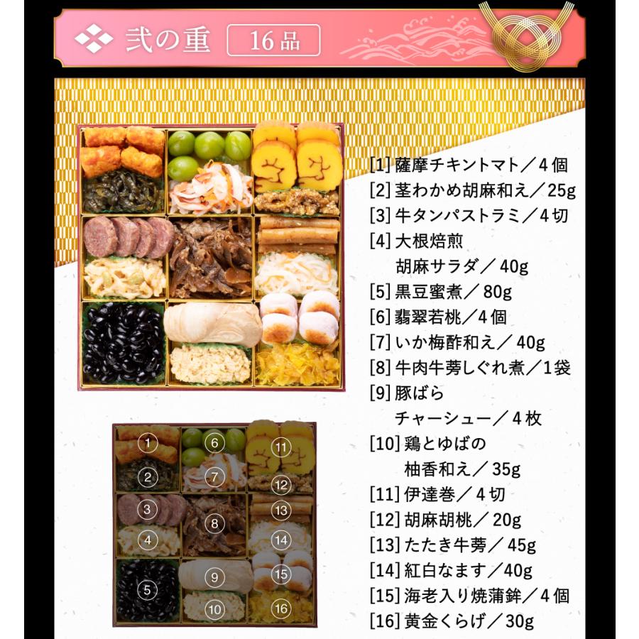 おせち まだ間に合う 料理 2024年 送料無料 博多久松 厳選本格 和風おせち「祝赤重」 3段重（約4人前〜5人前 48品）送料無料（冷凍便）（メーカー直送）